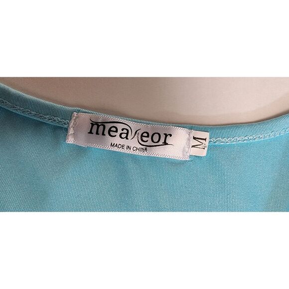 Meaneor Women V-Neck Sleeveless Lace Teal Top Size Medium - Picture 7 of 8